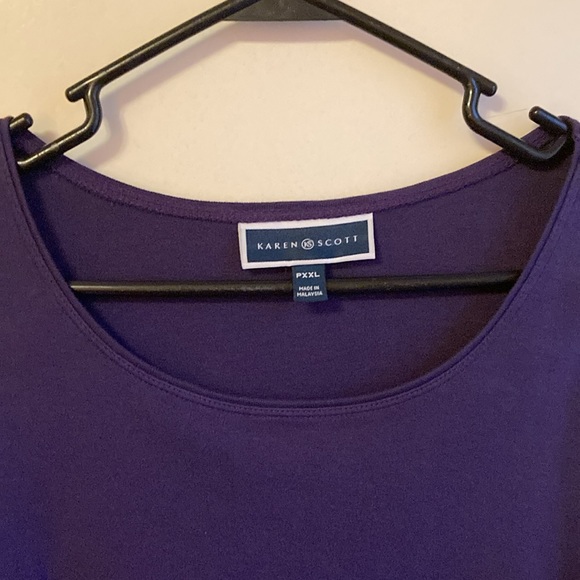 Karen Scott Petites, Long Sleeve, Scoop Neck Top Dark Purple Top, PXXL - Picture 3 of 10